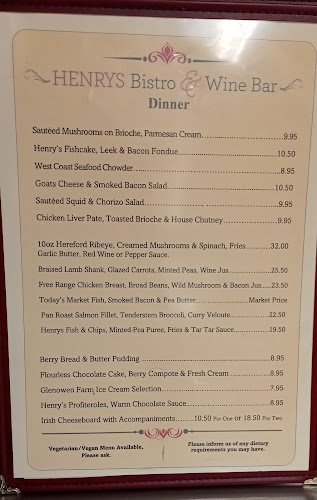 Opinii despre Henry's Bistro & Wine Bar în Ennis - Hospitality and gastronomy