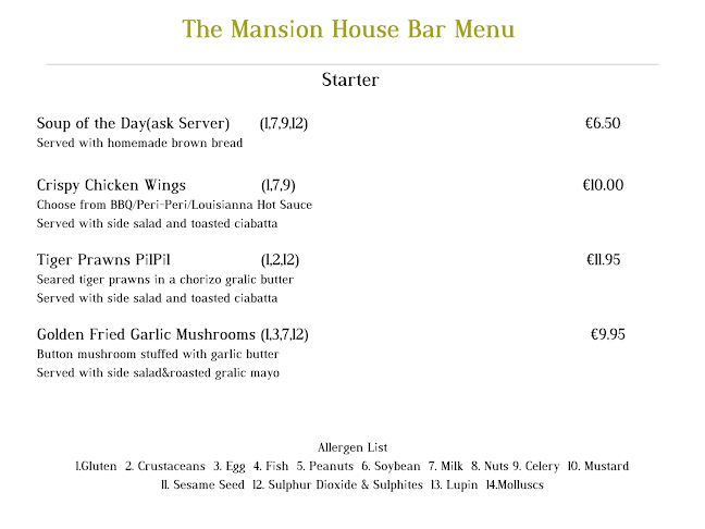 Mansion House Bar Waterford - Hospitality and gastronomy