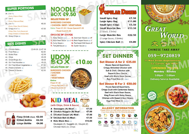 Opinii despre Great World Chinese Restaurant & Take Away în Muine Bheag - Hospitality and gastronomy