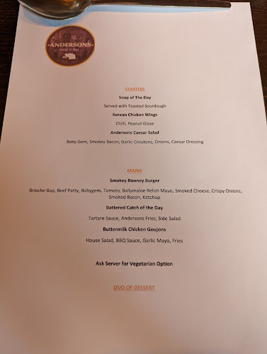 Opinii despre Andersons Grill & Bar în Sligo - Hospitality and gastronomy