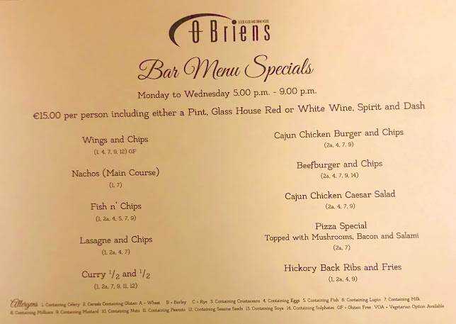 Opinii despre O' Briens Restaurant Johnstown în Navan - Hospitality and gastronomy