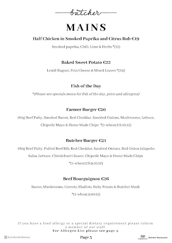 Butcher Restaurant - Kilkenny