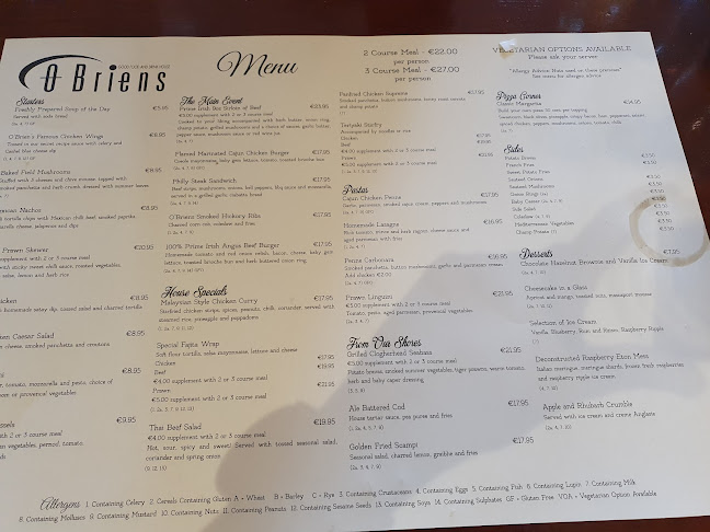 O' Briens Restaurant Johnstown - Hospitality and gastronomy