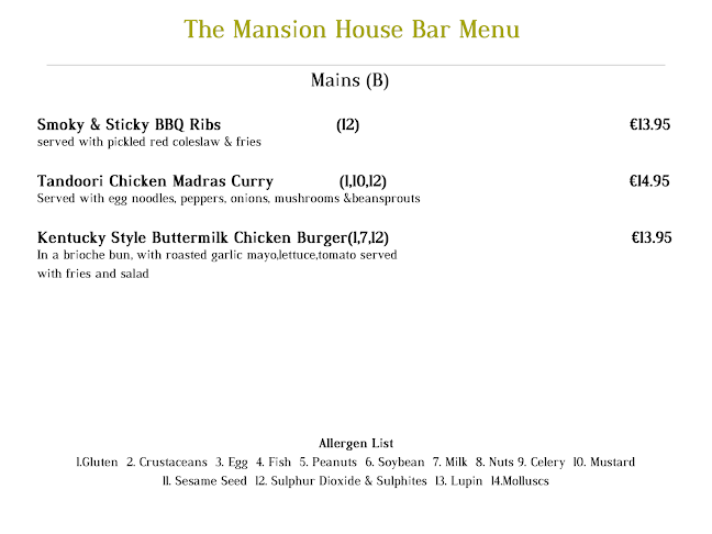 Mansion House Bar Waterford - Hospitality and gastronomy